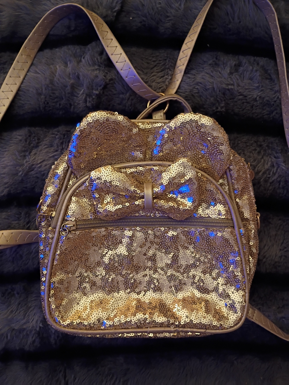 Disney Parks x Loungefly Minnie Mouse Gold Sequin Mini Backpack